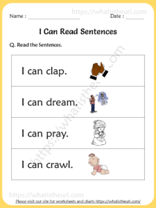 I Can Read Sentences Worksheets