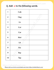 Magic “E” Worksheets For Grade 2