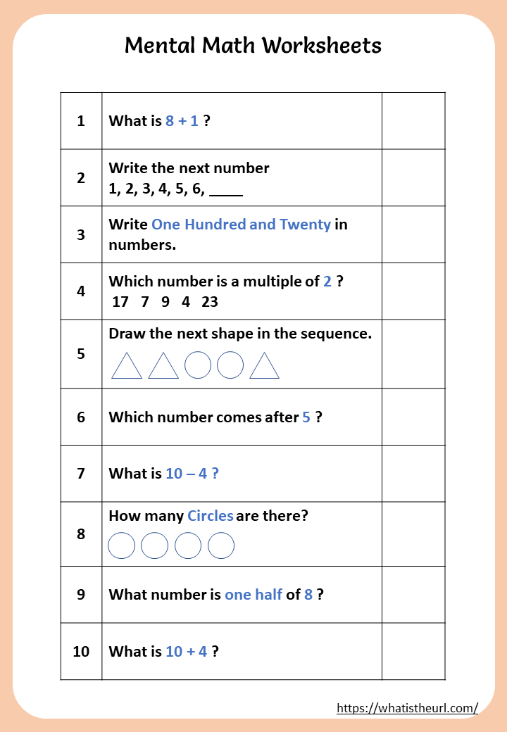 mental math worksheets for 1st grade your home teacher