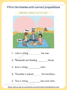 Prepositions Visual Vocabulary Worksheets
