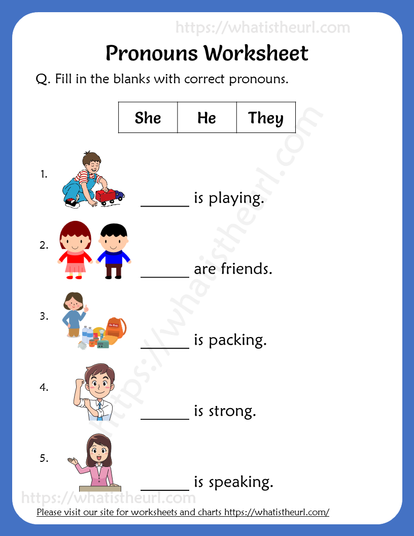 Pronoun Worksheet For 3rd Graders