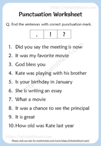 Punctuation Worksheets for 2nd Grade