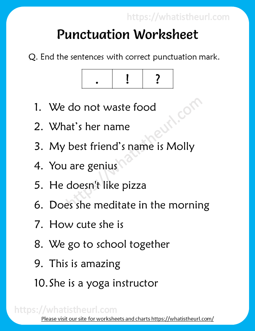 English Punctuation Exercises Worksheets Pdf