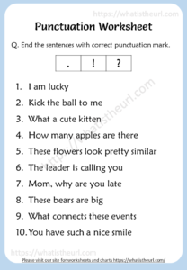 Punctuation Worksheets for 3rd Grade