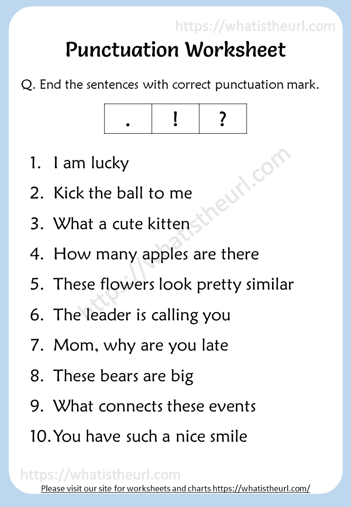Free English Punctuation Worksheets For Grade 3