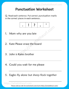 Punctuation Worksheets for 4th Grade