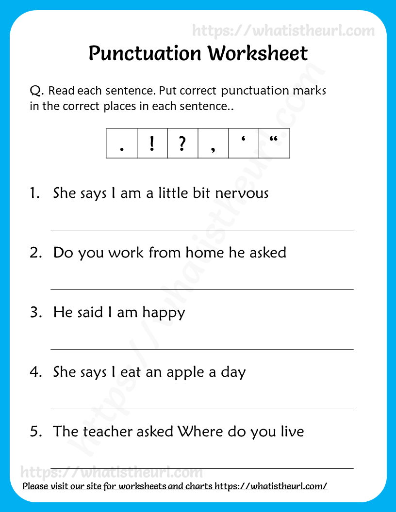 practice punctuation worksheets