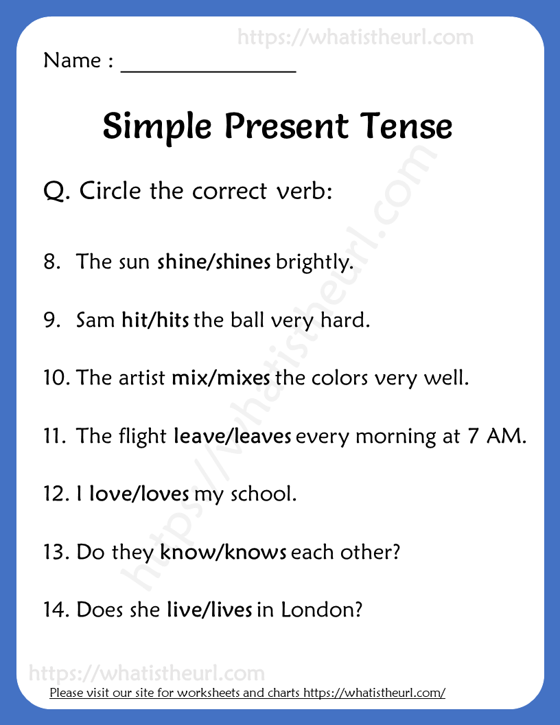 Past Present Tense Worksheets Year 2