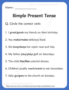 Simple Present Tense Worksheets for Grade 2