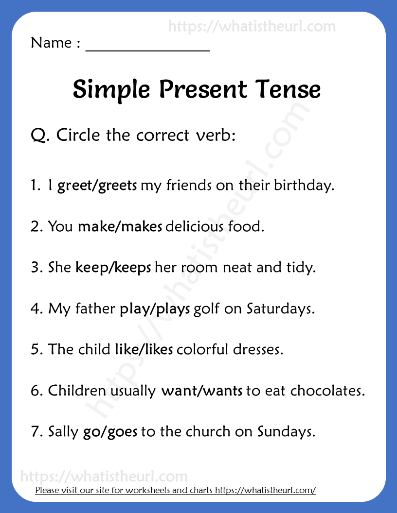 Simple present tense worksheets for grade 2 Your Home Teacher