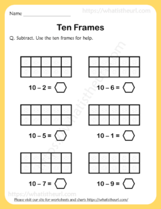 Ten Frames Subtraction Worksheets