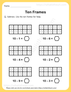 Ten Frames Subtraction Worksheets