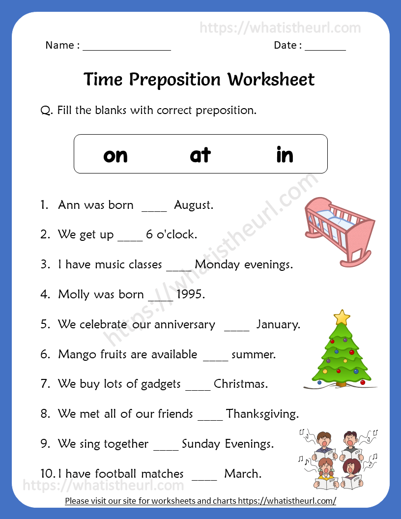 Time preposition worksheets for 5th grade Your Home Teacher