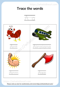Tracing Words Worksheets | Alphabets A to L