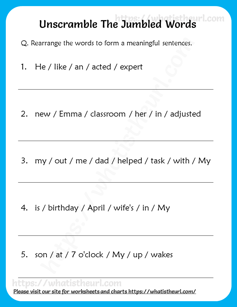 Unscramble The Jumbled Words Worksheets Rearrange The Jumbled Words Your Home Teacher