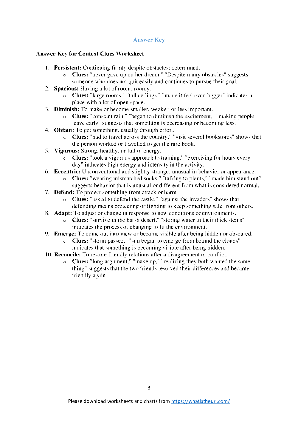 Context Clues Worksheet for Grade 5