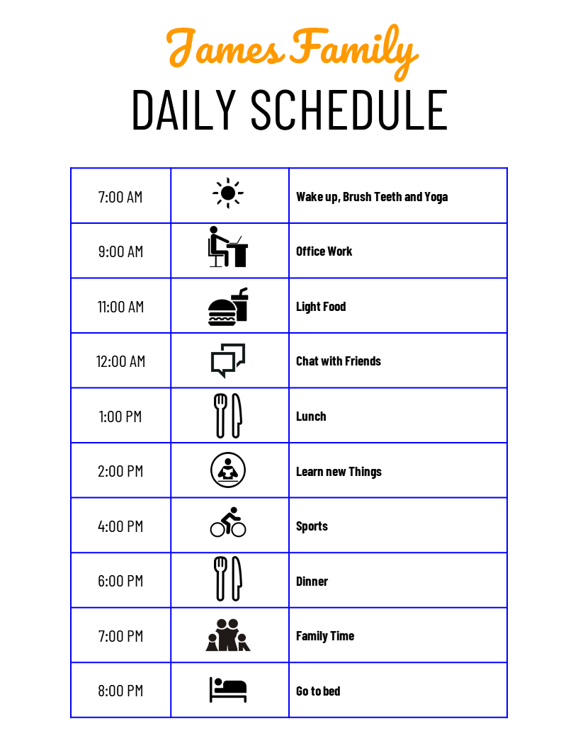 Family Daily Schedule Printable