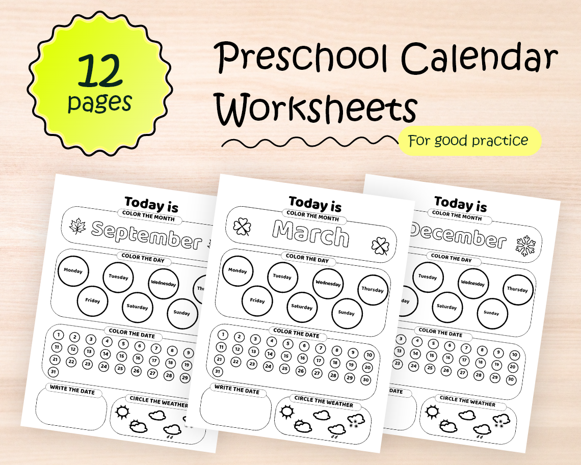 Preschool Calendar Worksheets with 12 Pages of Activity2 Your Home