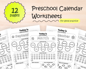 Preschool Calendar Worksheets with 12 Pages of Activity