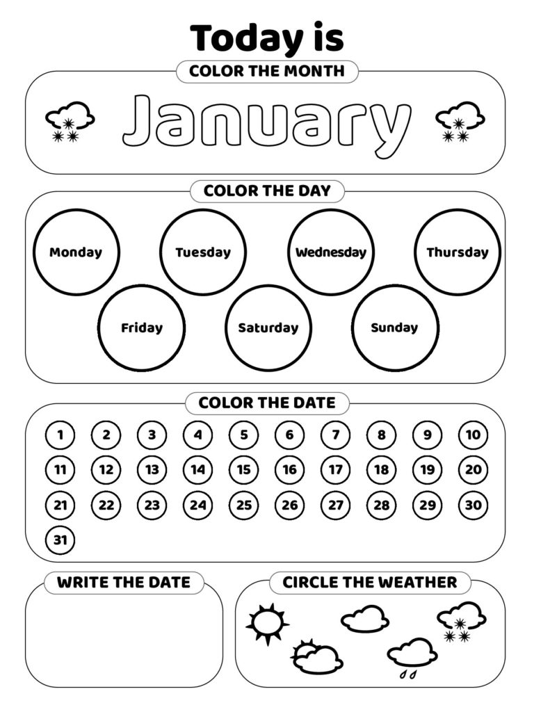 Preschool Calendar Worksheets with 12 Pages of Activity Your Home Teacher