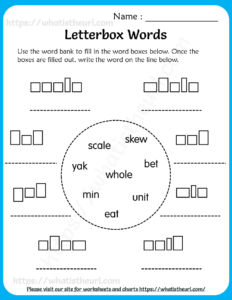 Letterbox Words Worksheets For Grade 2
