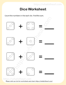 Math Dice Worksheets
