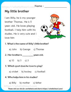 My Little Brother - Reading Comprehension for Grade 2