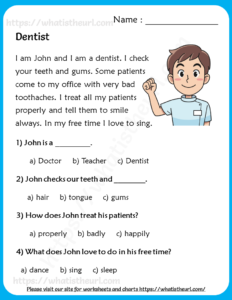Dentist - Reading Comprehension for Grade 2