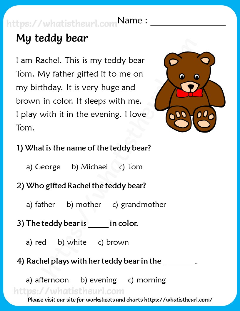 My teddy bear - Reading Comprehension for Grade 3 - Your ...