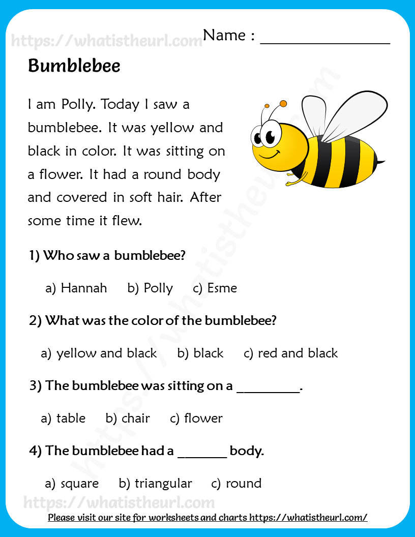 bumblebee reading comprehension for grade 3 your home