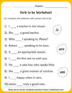 Verb to be Worksheets for Grade 2