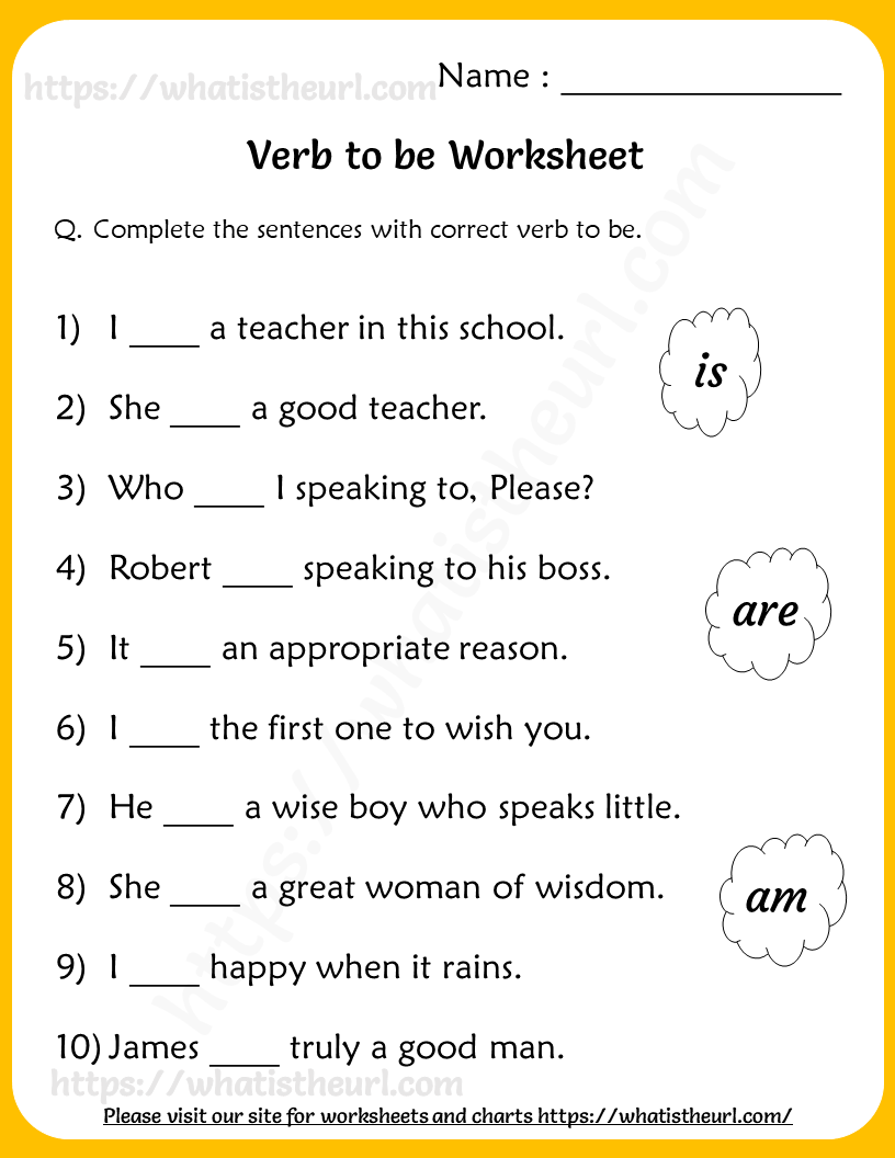 Verb to be worksheets for grade 2 Your Home Teacher