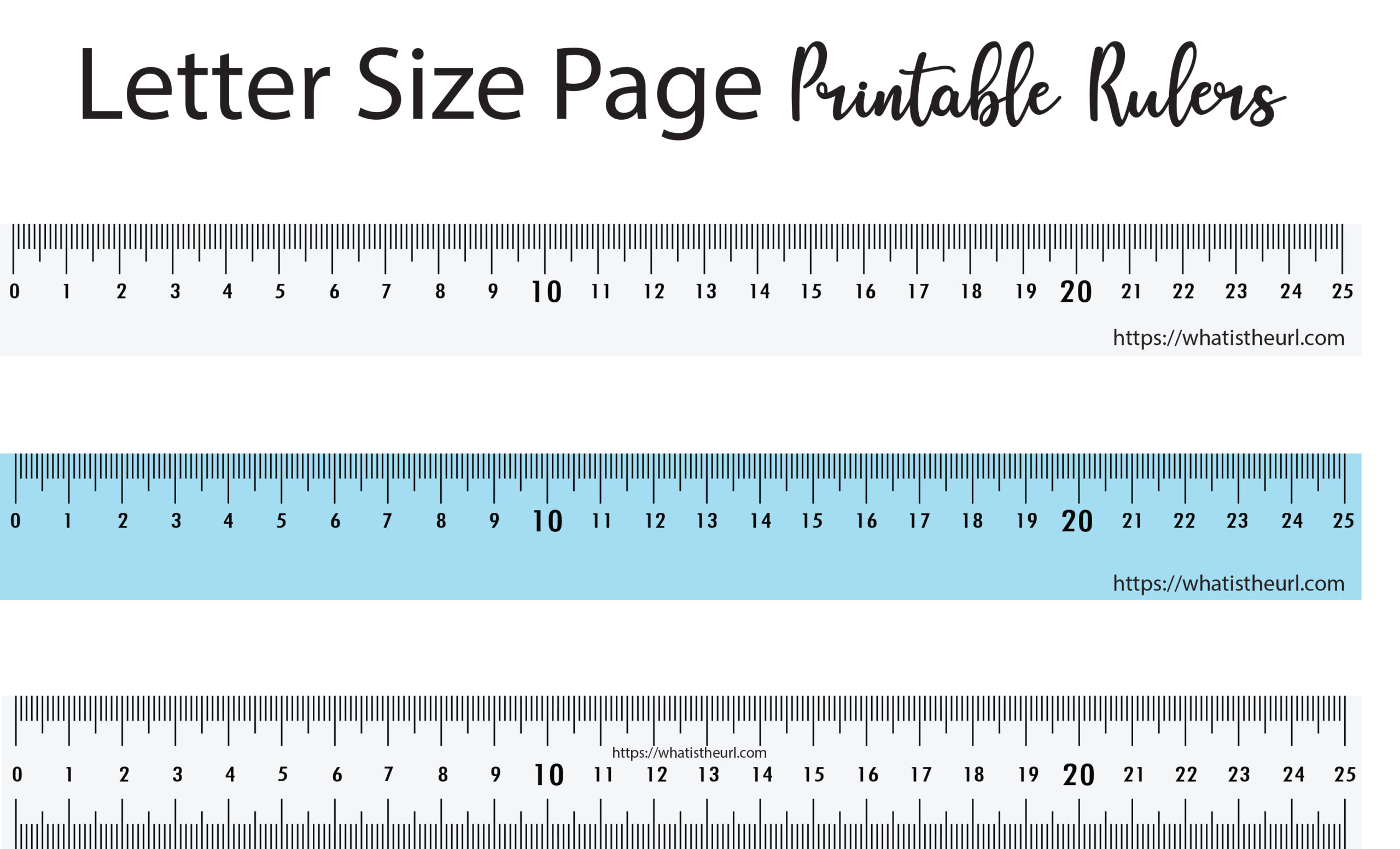 Printable Rulers for Letter and A4 Size Papers Up to 25 centimeters