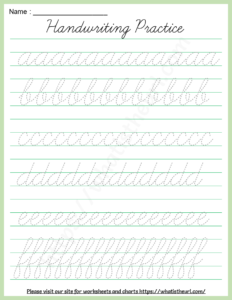 Cursive Handwriting Practice Worksheet | Alphabets a-z