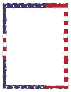 Letter size US Flag Page Borders and Ribbon Decor