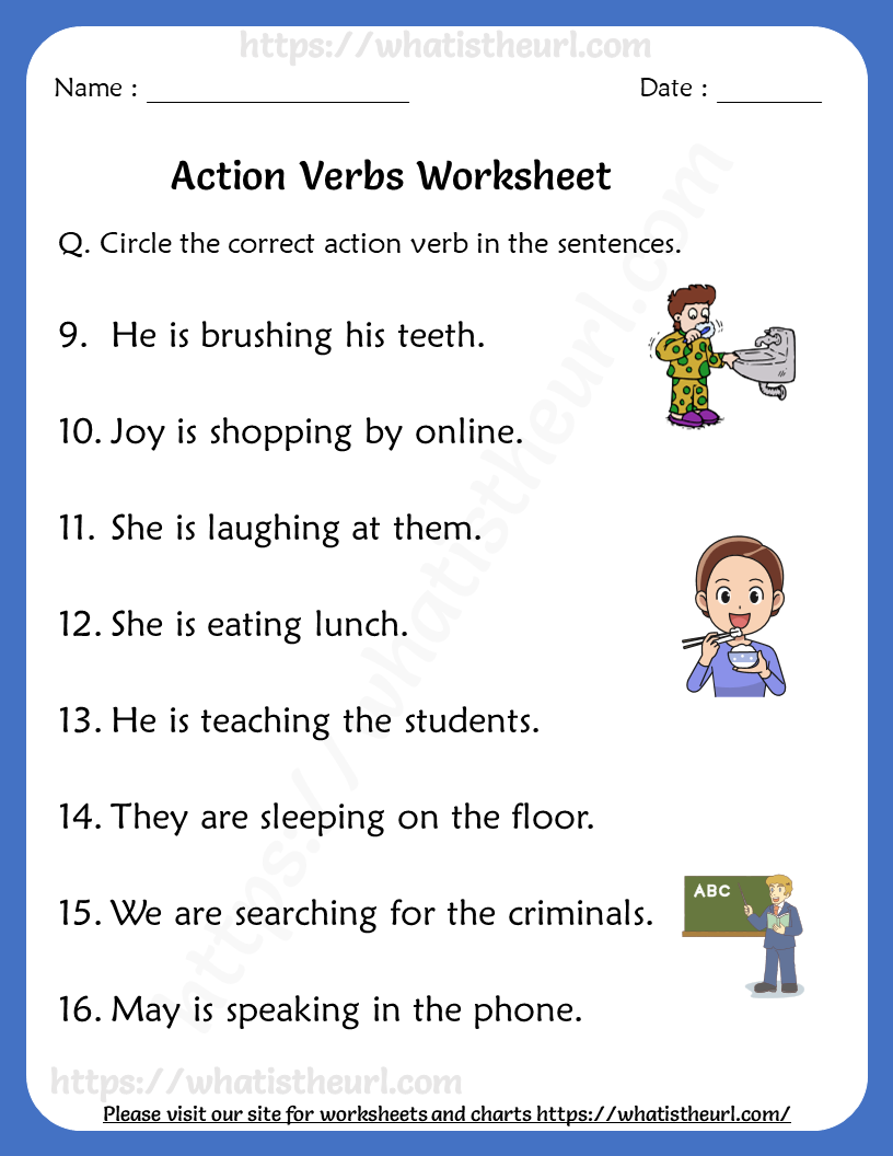 Verb Worksheets For Elementary School Printable Free K5 Learning 