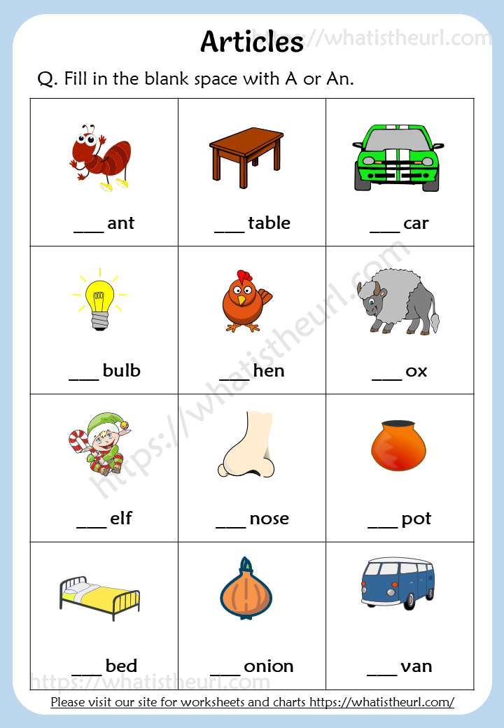 Articles Worksheets For Grade 1 a An Your Home Teacher
