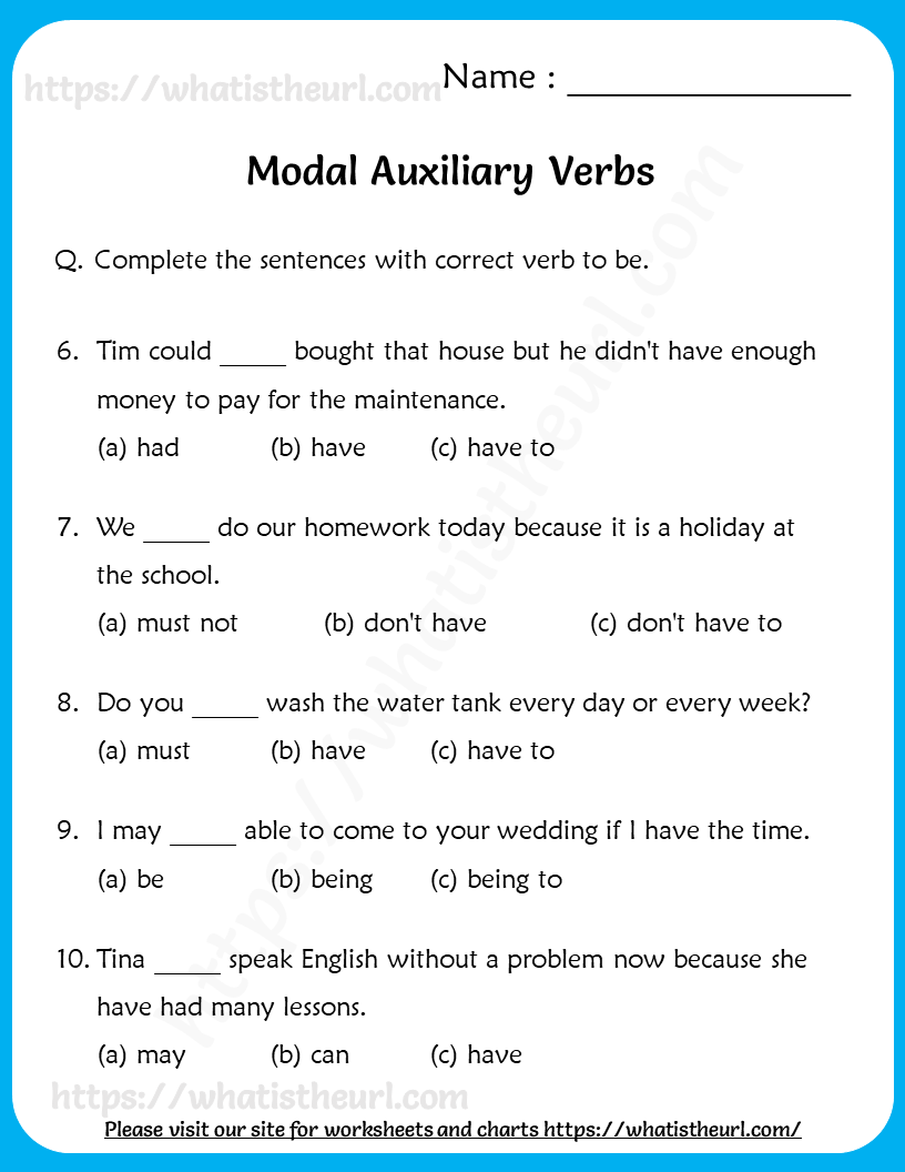 Worksheet On Modal Verbs With Answers