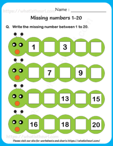 Find the Missing Numbers Worksheets for Grade 1