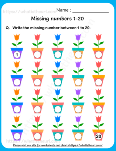 Find the Missing Numbers Worksheets for Grade 1