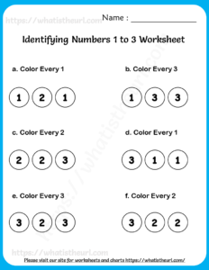 Identifying Numbers 1 to 3 Worksheets For Pre-K