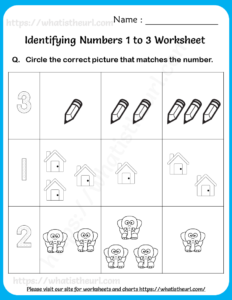 Identifying Numbers 1 to 3 Worksheets For Pre-K