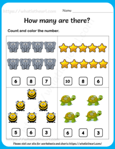 Learning to Count ( 1 to 10 ) Worksheets For Grade 1
