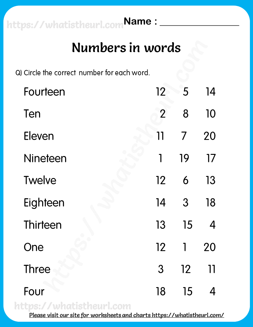 number as words 1 20 worksheet for grade 1 your home teacher