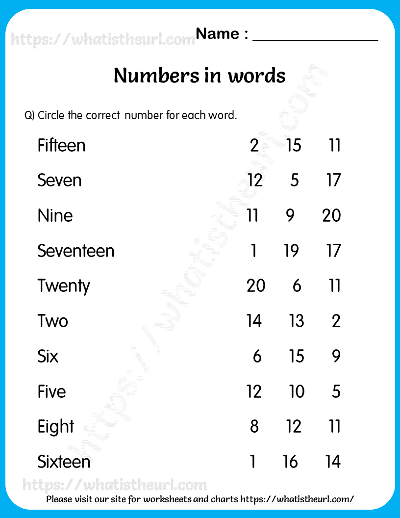 number as words 1 20 worksheet for grade 1 your home teacher