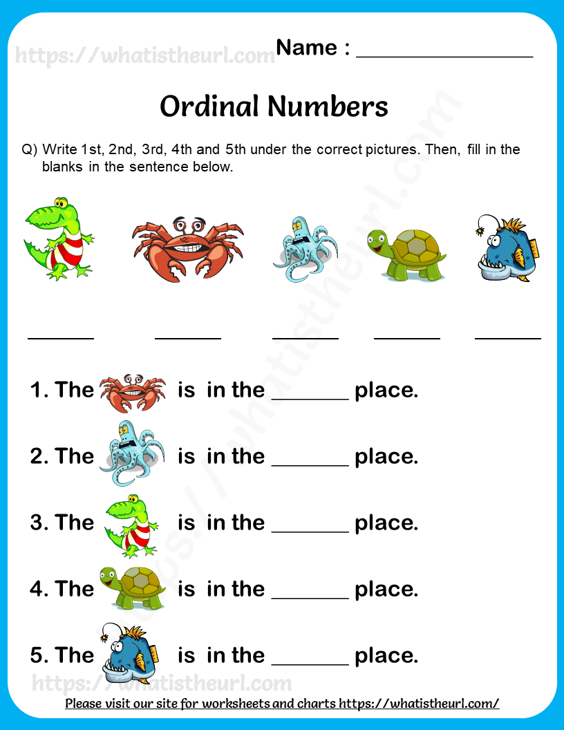 Ordinal Numbers Worksheet Kinder