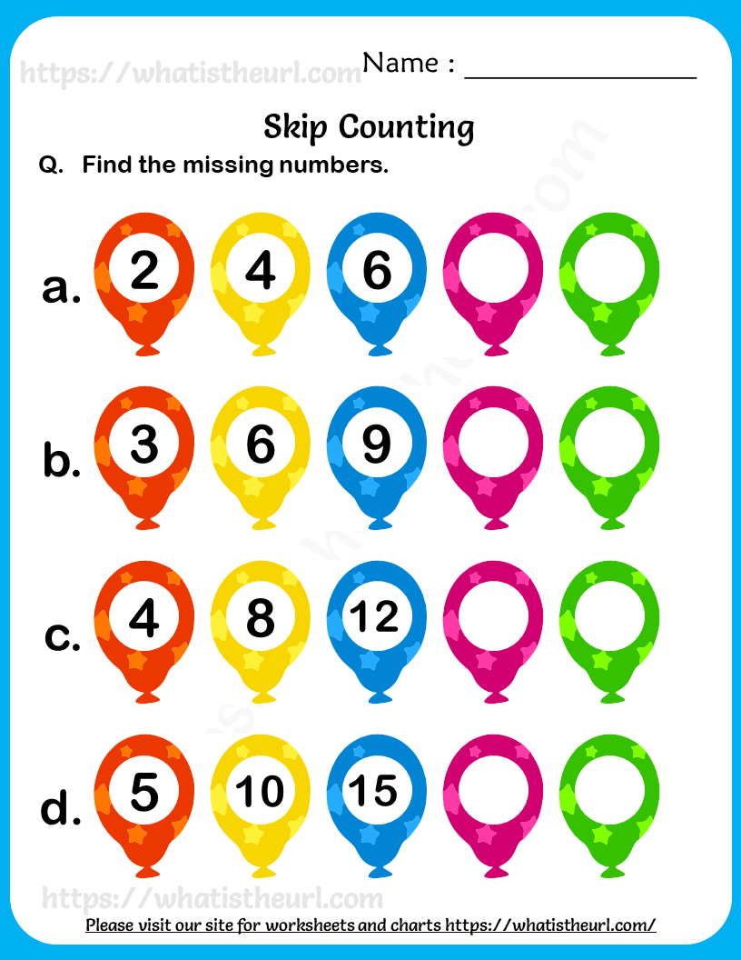 Skipping Numbers Worksheets For Grade 2