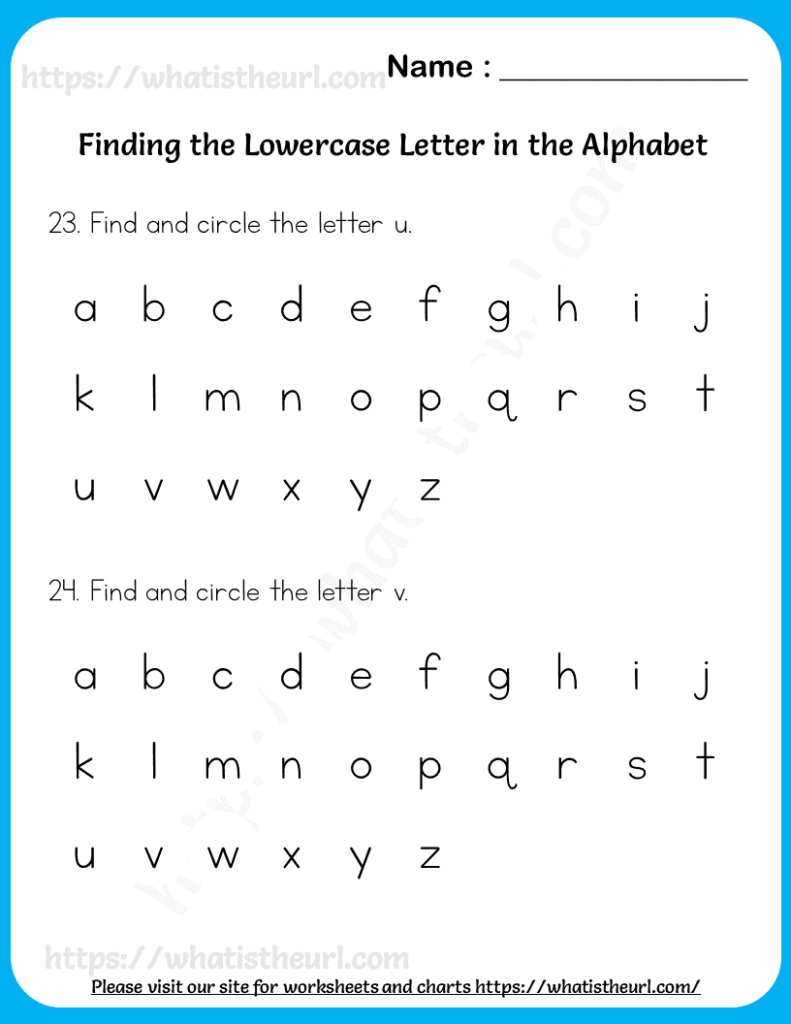Worksheet on Finding the Lowercase Letter in the Alphabet for Lower ...