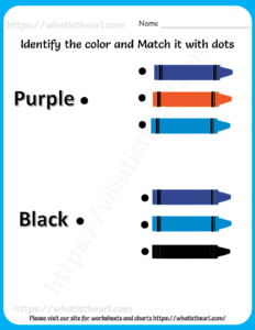 identify color and match it worksheet for kids
