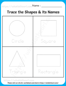 Trace the Shapes and Its Names - Worksheets for Kids